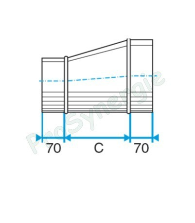 ROCTP - Réduction Tangentielle sur Plat Galva Oblong Cylindrique - Hauteur 320 mm - Largeur 620 mm Vers Ø 355 mm