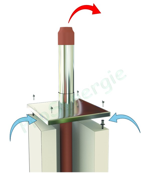 Terminal de rehausse pour conduit PVDF Technaflon Ø 100 mm Inox  hauteur 40 cm