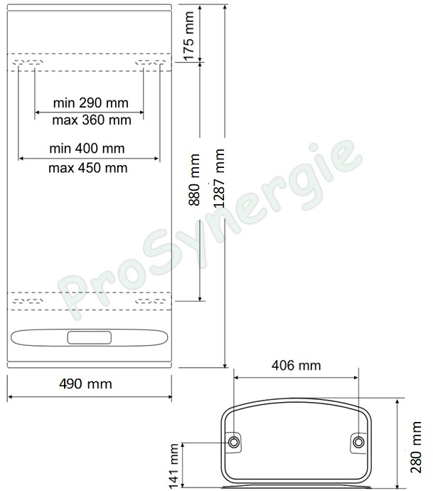 BelliSlimo DRY Cloud 100L - Chauffe eau sanitaire mural (vertical et horizontal) extra-plat 80 litres 230V 1200/2200W connecté classe ERP B - HxLxP = 1279x490x280mm