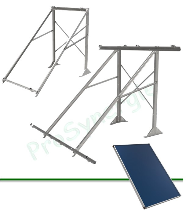 Kit de fixation horizontale toiture terrasse ou sol pour 3 panneaux solaires type Astrea
