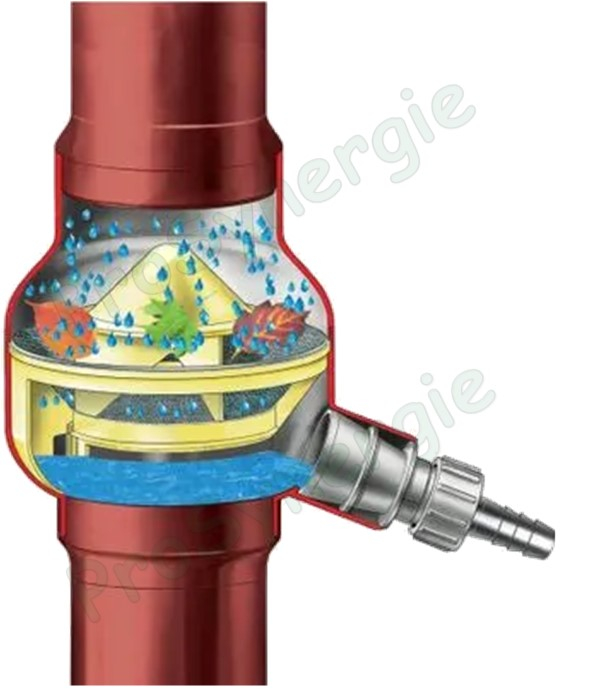 Collecteur gris d'eau de pluie Rainboy (grand volume) Marley avec filtre et trop plein Ø 80 à 105 mm - raccordement Ø 1´´ (25,40mm)