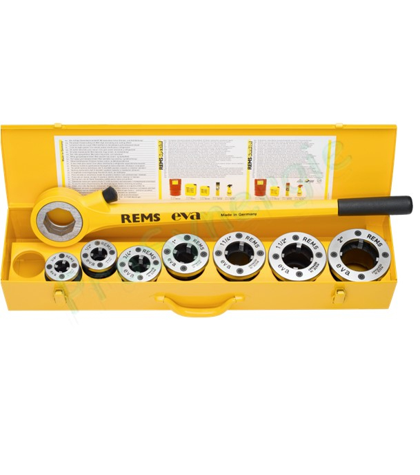 Coffret de filière REMS EVA - Avec têtes BSPT Droite 3/8-1/2-3/4-1-1.1/4´´