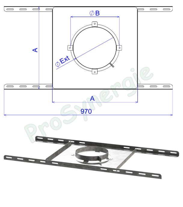 Support Plancher Galva  Pour conduit isolé  Øext 130mm (DP pellet)