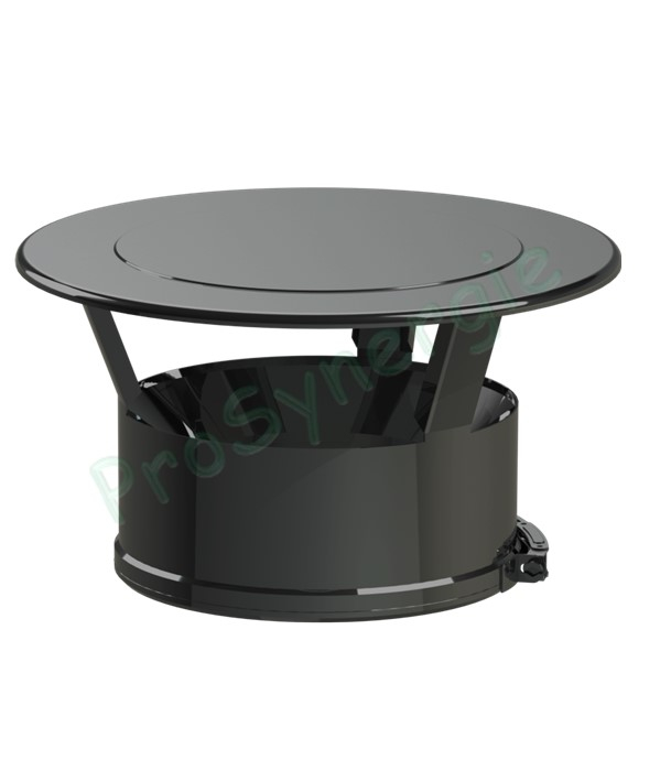 Kit CréaPlus Noir - Conduit cheminée Isolé (Duoten) hauteur utile 2,95 mètres Int./Ext. = Inox 304 / (I 304 ou Galva) - Øint/ext 200/250mm - Sortie toiture et conduit de finition bas Inox laqué noir (RAL9005)
