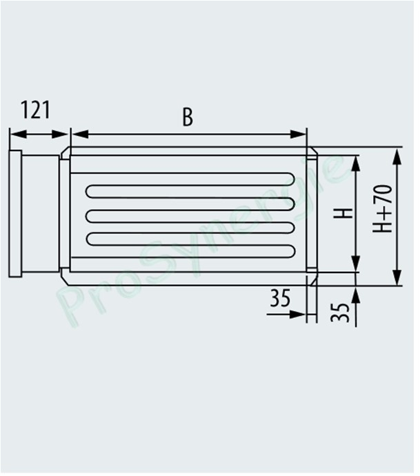 BATR R - Batterie électrique Rectangulaire Régulée Taille  500x250 mm - Puissance 12 kW (Tri) - R010 (Régulée 0-10V)