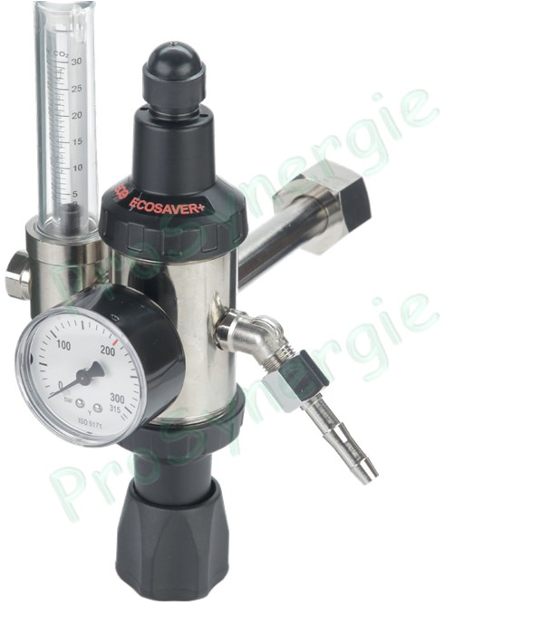 Détendeur de gaz débitlitre Ecosaver+ Amont 200 bars - 30L/min - Raccord entrée W21.8 G1/4 et sortie G 1/4