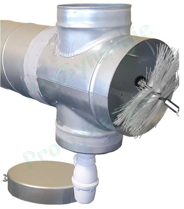 Adaptateur échangeur (Puits géothermique) Øext. 200mm + trappe de visite et siphon condensat - raccordement VMC Ø 160mm