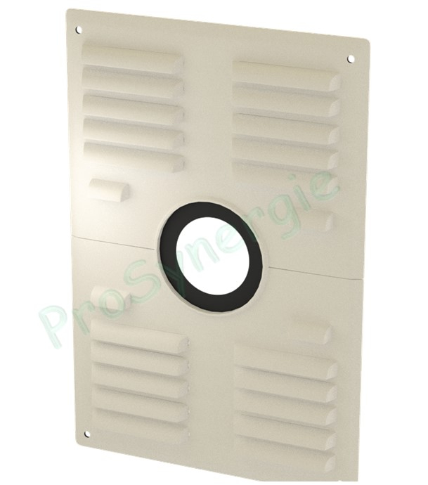 Plaque murale ventilée Acier Laqué blanc pour conduit Technaflon Ø 125 à 160 mm