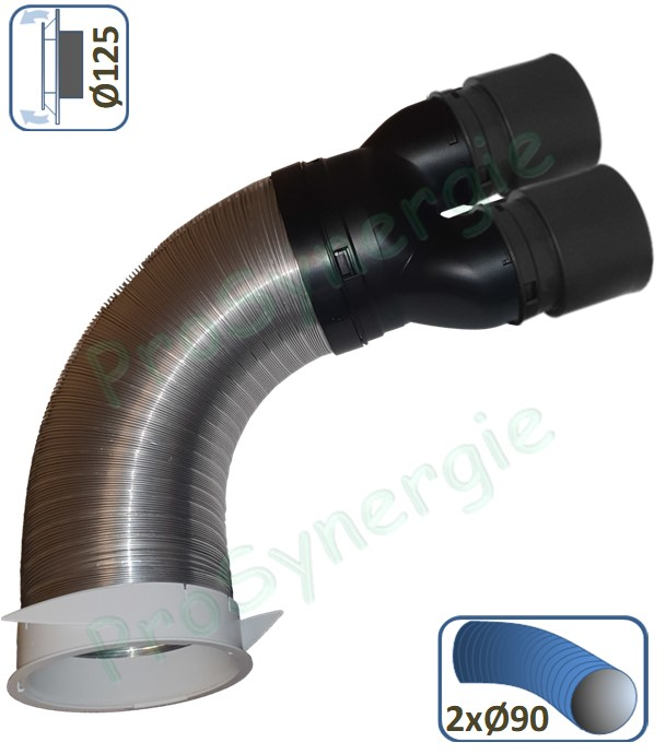 Manchette trident Ø 125 - Raccord souple - Raccordement 2 x Optiflex Ø 90 mm (Flexigaine)