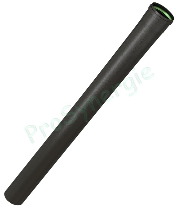 Tuyau de poêle av. joint viton acier 0,7mm émaillé noir mat Ø 100mm longueur 100cm (94cm utile)