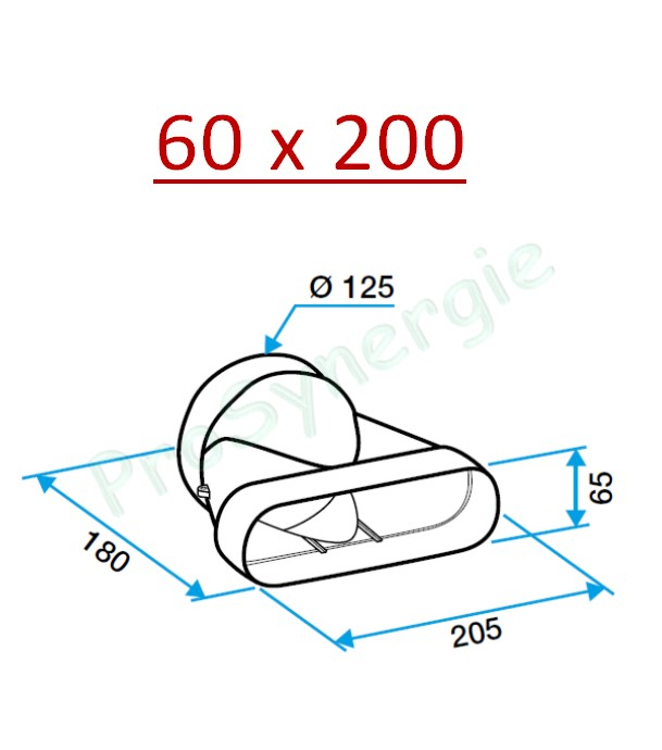 Raccord Mixte Droit Minigaine Aldes - (Ventilation (VMC) - Section 40 x 100 ou 60 x 200 mm