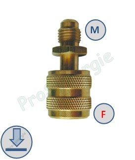 Raccord droit 1/4´´ flare mâle x écrou tournant 5/16´´ flare femelle auto-obturant - Code Usine : SO-14M516F