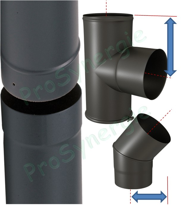 Tuyaux de poele émaillés - Cotes des éléments de conduit de raccordement et dimensions des déviations