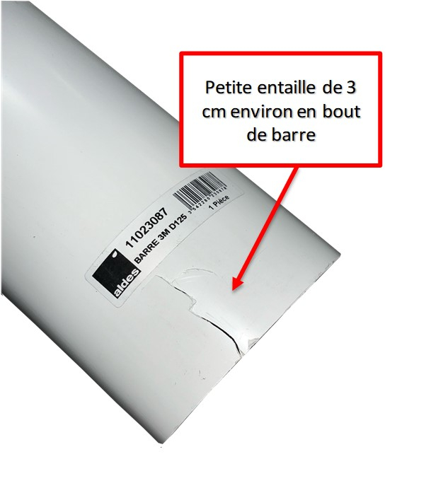 Tuyau PVC Blanc Ø int/ext 121/125 mm (ép.2mm) - Longueur 3 m - Ventilation (VMC) - Destockage