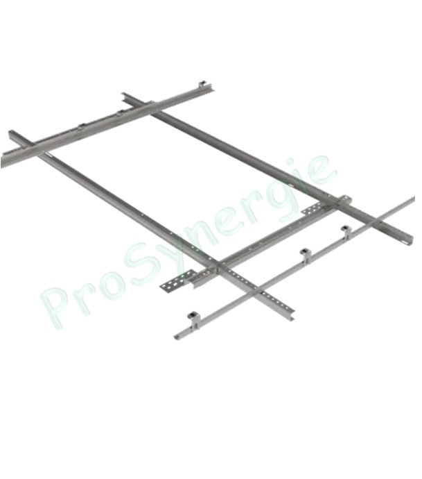 Kit de fixation horizontale toiture terrasse ou sol pour 2 panneaux solaires type Astrea