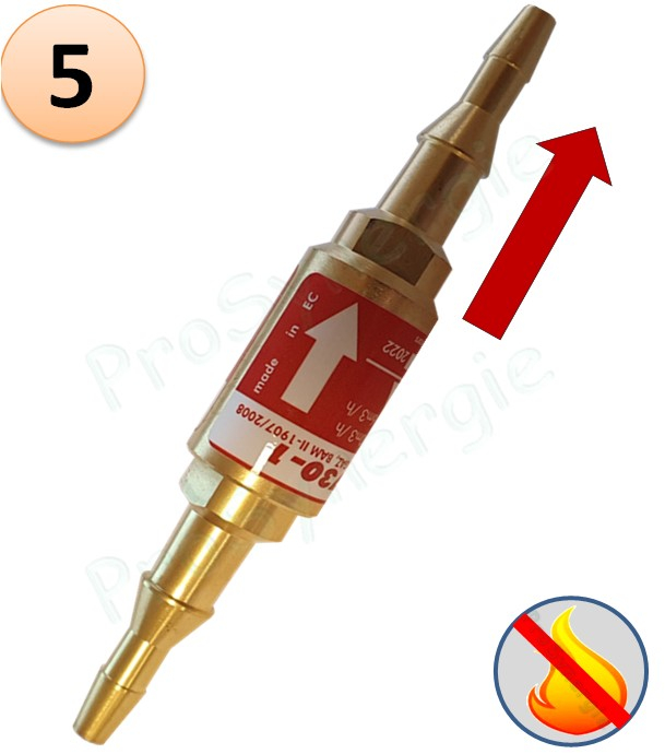 Raccord anti-retour pare flamme SafeGuard 2 - Montage Tuyau - Gaz combustible - Entrée Tuyau 6-10 - Sortie Tuyau 6-10