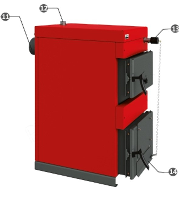Chaudière Bois buche, Charbon emplacement brûleur type granulés WBS 25 à 110KW