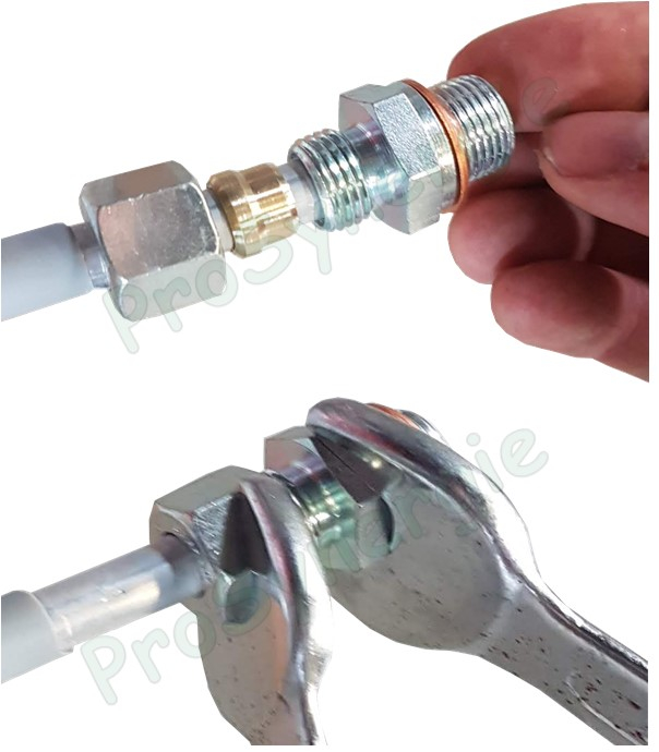 Raccord droit à bague (fioul) avec Joint cuivre Øext. tube 12mm - filetage cylindrique ØM 3/8´´