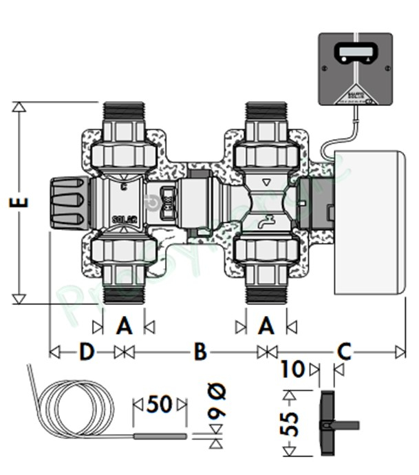 Kit de Priorité Solaire avec vanne directionnelle pour Chaudière E.C.S instantanée, ballon ou préparateur E.C.S