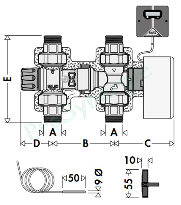 Module Mitigeur thermostatique avec vanne directionnelle pour chaudière E.C.S. instantanée