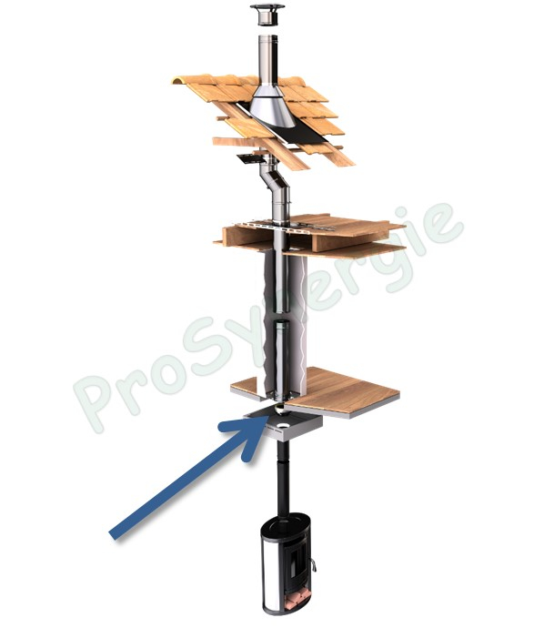 Raccord d´adaptation ´´simple/double´´ Inox 316 pour conduit de fumée Isolé Duoten Øint/ext 200/250mm raccord Mâle Ø 153mm (tuyau simple inox)