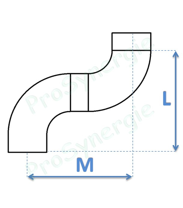 Coude 90° Acier émaillé noir mat, Ø 111 mm pour tuyau de poêle Standard, 2 coudes = dévoiement 28 cm, hauteur utile 24 cm