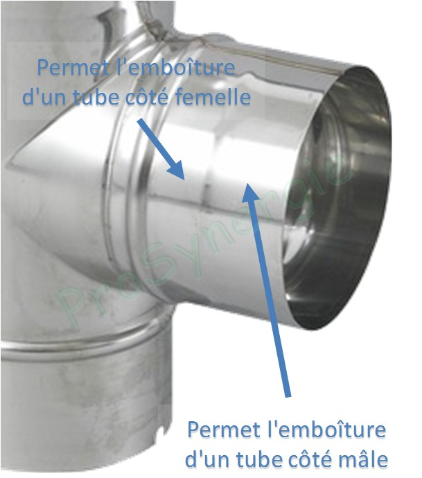 Té Fumisterie à 90° (piquage mâle) Ten Inox 304 Pro (4/10ème) - Ø 153 mm