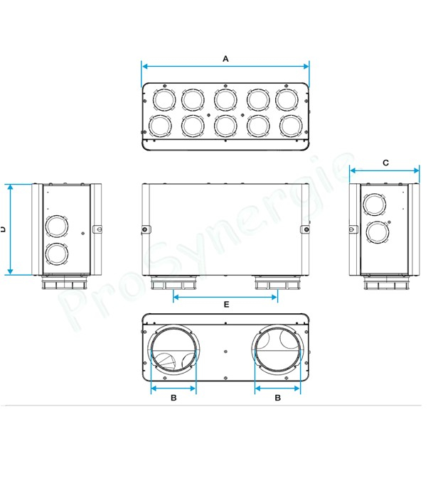 Caisson de répartition InspirAIR® Home SC240 (7 piquages reprise + 7 piquages soufflage)