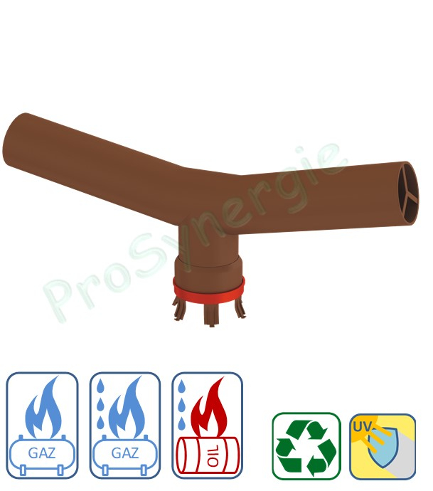 Terminal en té PVDF pour conduit Technaflon Ø 100 mm PVDF  écart entre bouches 55 cm