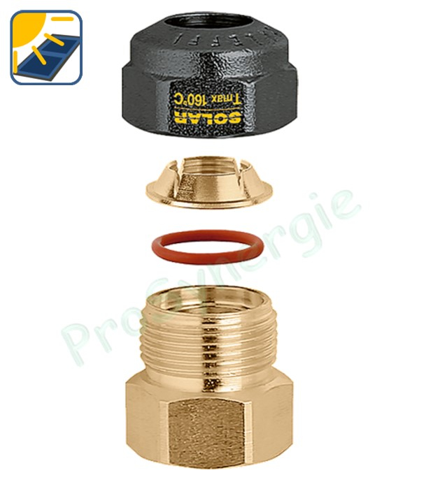 Raccord laiton 3/4   F pour tube cuivre recuit ou écroui, laiton, acier doux et inox Ø 22 mm pour installation solaire