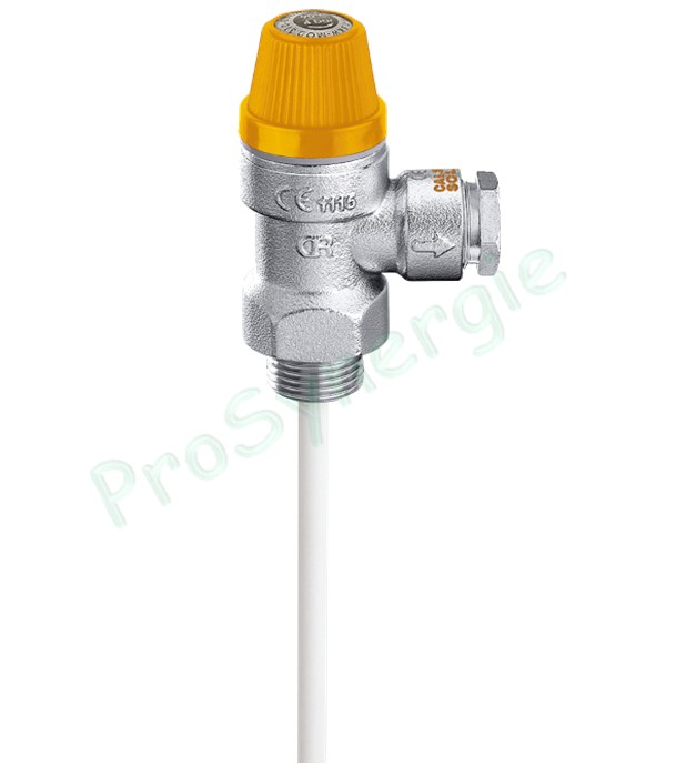 Soupape de sûreté pour pression et température adpatée à la protection ballons solaires Ø 3/4  M Tarage 7 Bar