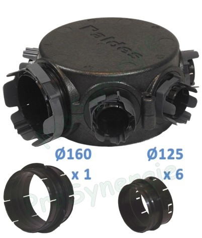 Caisson répartiteur circulaire isolé Ø160 + 6x125