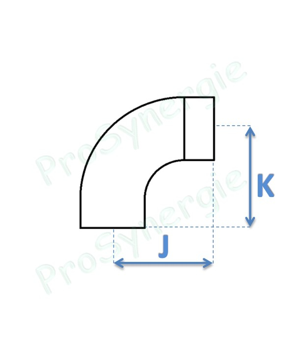 Coude 90° Acier émaillé noir mat, Ø 180 mm pour tuyau de poêle Standard, 2 coudes = dévoiement 34 cm, hauteur utile 34 cm