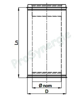 Tuyau Longueur 1 mètre (950 mm utile) Isolé Opsinox Int./Ext. = Inox 316 / 304 - Øint/ext 300/350mm