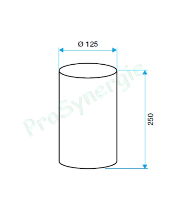 Rallonge 25 cm circulaire Ø int/ext 121/125 mm pour bouche - Ventilation (VMC)