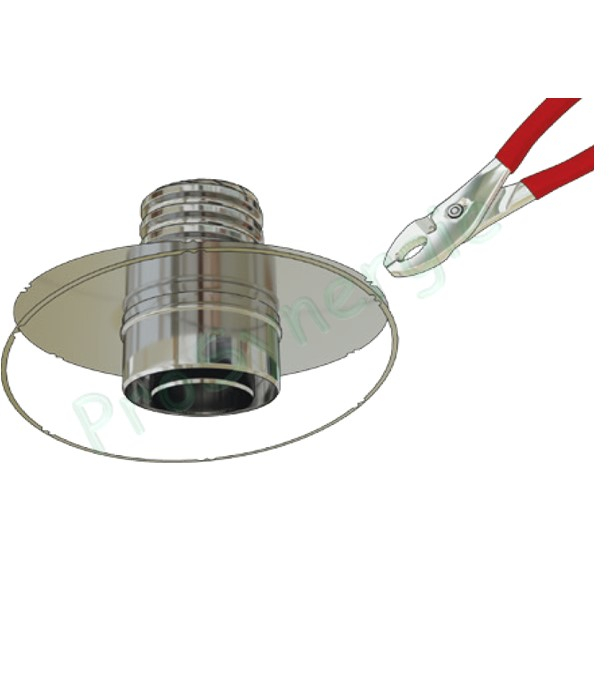 Kit universel de raccordement pour Conduit pellet Bioten Ø 80/125 mm (et flexible TENLISS Ø 100/106) sur tuyau Isolé Ø int/ext 230/280 et Souche de toit