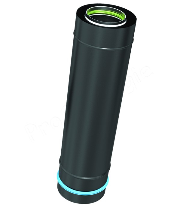 Tuyau concentrique BIOTEN poêle granulé (pellet) Øint./ext. 80/125 ou 100/150 mm Inox 316 / Galva peint noir (RAL 9005) longueur 1m - 50 ou 25 cm