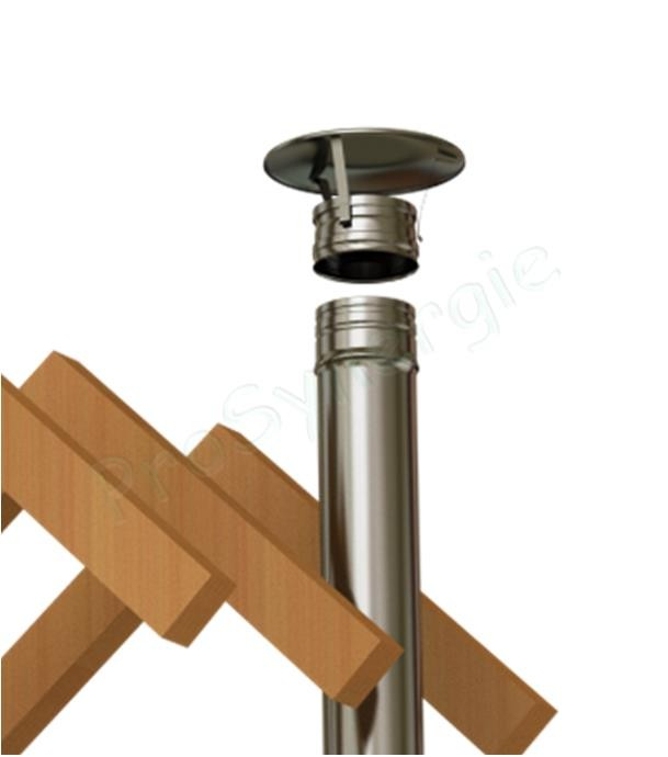 Chapeau plat Inox 316 Noir ou Non peint pour tuyau de fumée Isolé Duoten (granulé) - Øint de 80 à 100 mm