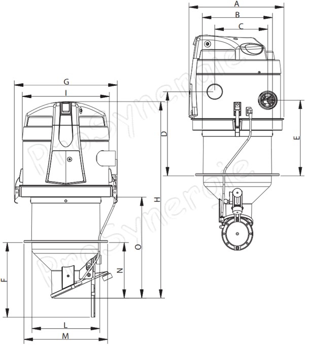 Centrale d´aspiration Nova 3 (230 Vac 1300 W) 213 m3/h dimensions ØxH = 213x655 mm avec doseur à clapet intégré 5,2 litres aspiration/refoulement Ø 50 mm - transfert granulés/pellet/copeaux