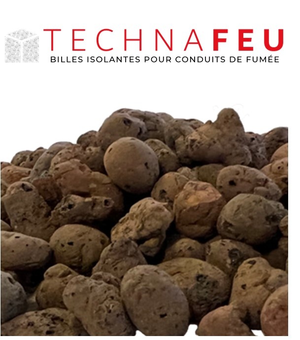 Palette 1.04m3 - 21 sacs Technafeu Sac de 50 litres Isolant thermique (grains d´argile expansé 4/10mm) pour l´isolation conduit de fumée