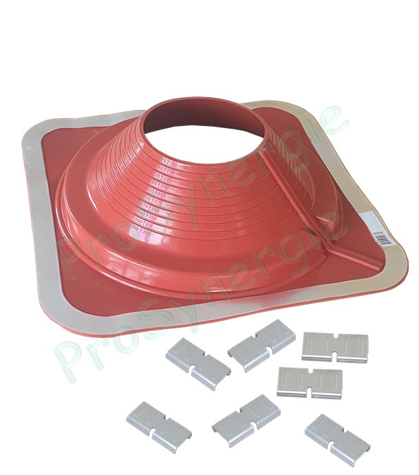 Etanchéité souple SolFlexe Silicone rouge (200 °C maxi) n°8 Ø 175 à 330 mm - Ouverture latérale possible et embase carrée
