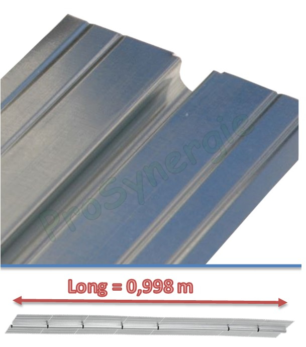 Lamelle acier zingué thermo-conductrice 998 x 122 x 0,4mm pour système plancher sans chape tube Ø14mm