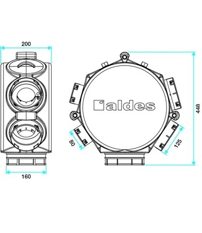 Caisson répartiteur circulaire isolé Ø160 + 1x125 + 6x80 - Réseau Ventilation