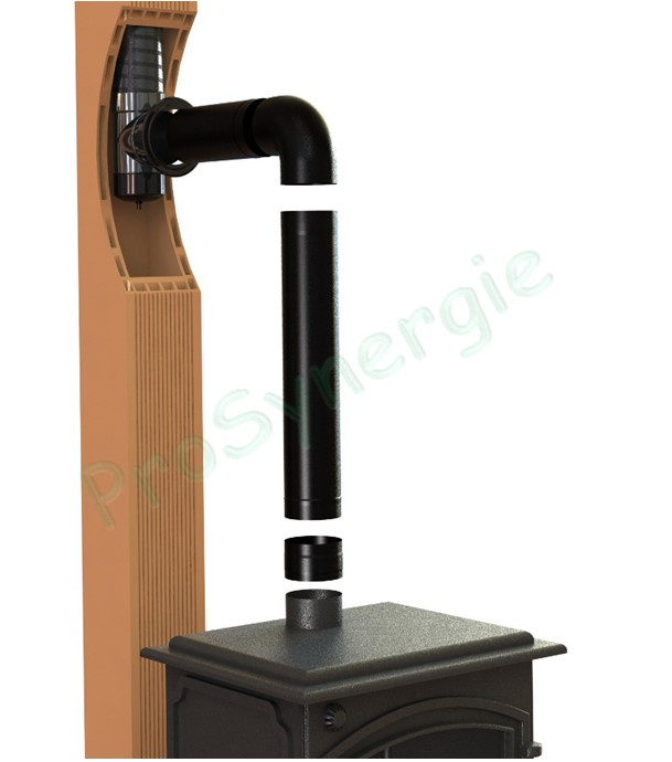 Tuyau de poêle acier émaillé 0,7mm noir mat Ø 139mm longueur 100cm (94cm utile)