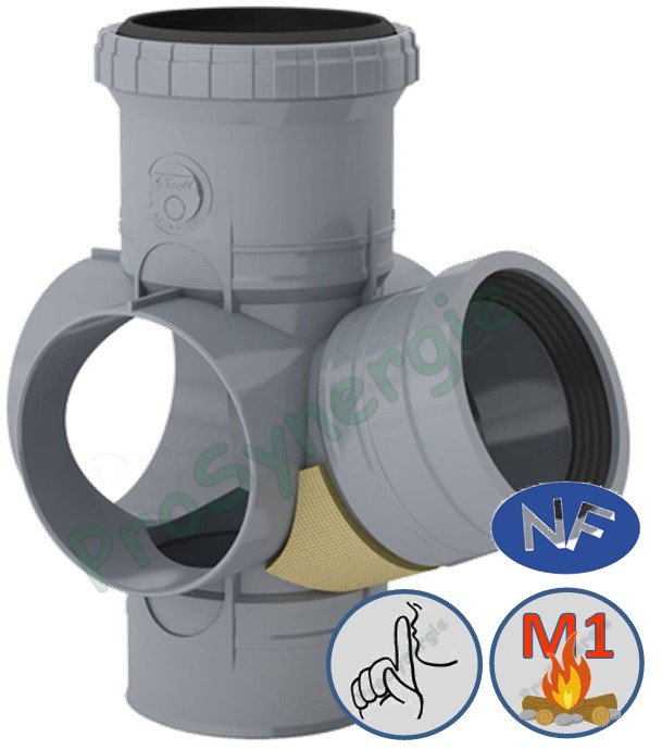 Culotte modulaire Maxicompact Corps Nu configurable Ø100mm PVC - 3 piquages (1 départ WC - autre accessoire en option)