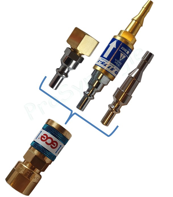 Raccord anti-retour pare flamme SafeGuard 2 + Raccord rapide Stoptac - Montage Détendeur - Paire Oxygène + Gaz combustible - Entrée M16x1,5 (droite) + M16x1,5 (gauche) - Sortie Tuyau 6-10