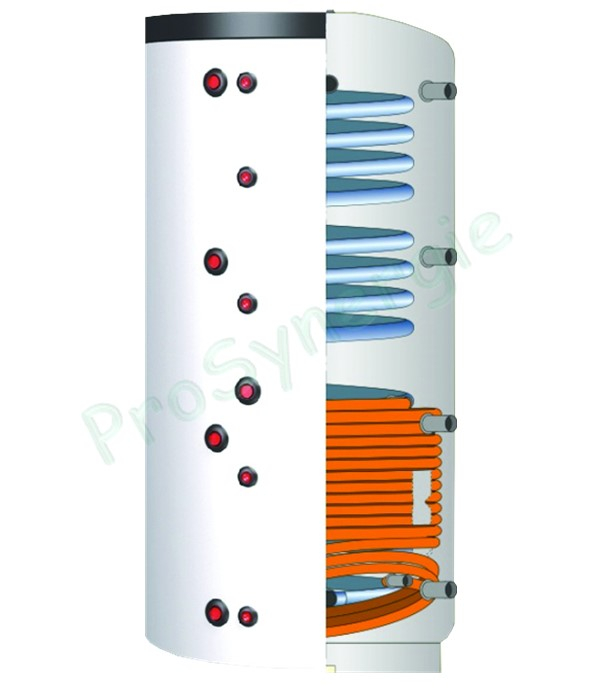 Pack solaire complet pour préparateur Eau chaude sanitaire (semi-instantanée) et chauffage Capacité 800L comprenant 4 capteurs solaires avec kit de fixation inclus pour toiture tuiles