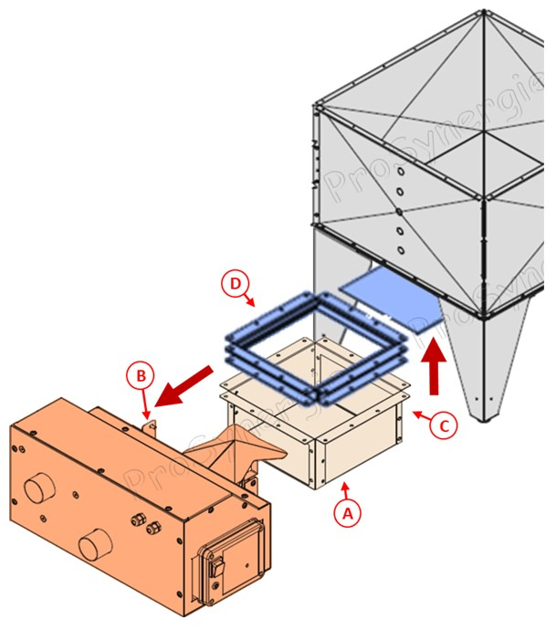 Kit Pod Compact - Transfert pneumatique (granulé / pellet) cassette aspirante avec contrôleur + doseur avec console U, silo acier galva 660 litres avec vanne d'isolement et 10 mètres de tuyau de liaison