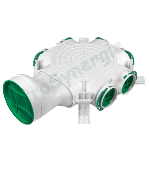 Caisson de répartition axe horizontal, Ø160, 6 bouches Ø75 pour réseaux de ventilation rond type Optiflex