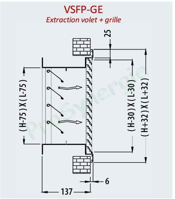 Volet Alu de surpression - Insufflation VSFI-GE - Largeur 600 mm - Hauteur 600 mm